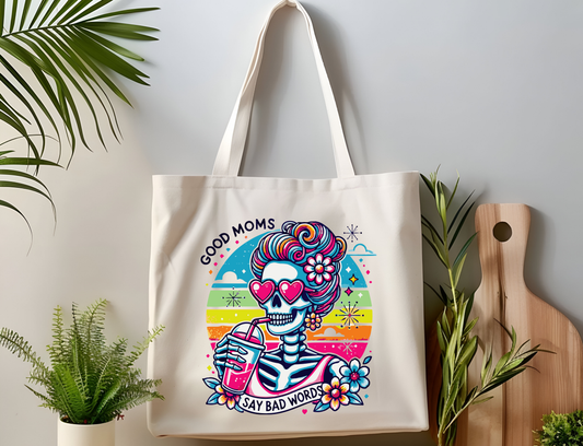 Good Moms Skeleton Canvas Tote