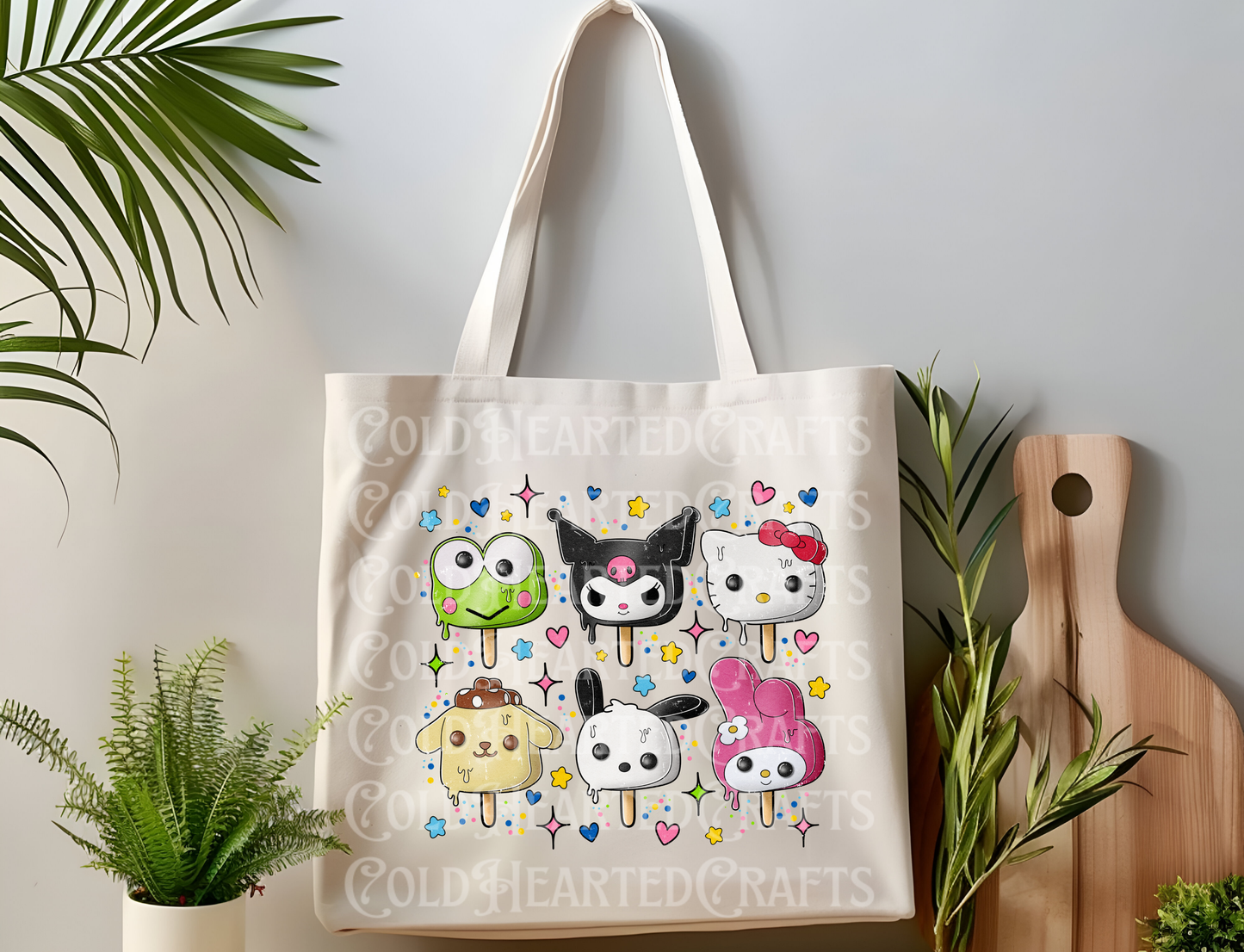 Kawaii Animal Popsicle Canvas Tote