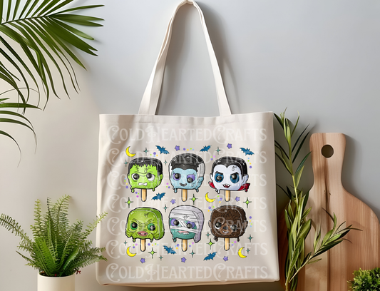 Monsters Popsicle Canvas Tote