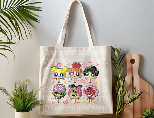 Power Girl Popsicle Canvas Tote