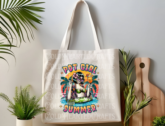 Pot Girl Summer Canvas Tote