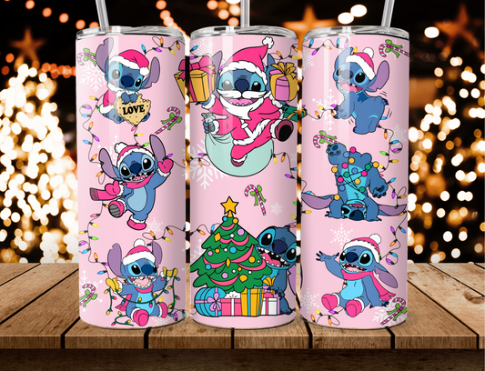 Pink Stitchmas Tumbler