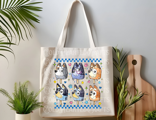 Blue Dog Popsicle Canvas Tote